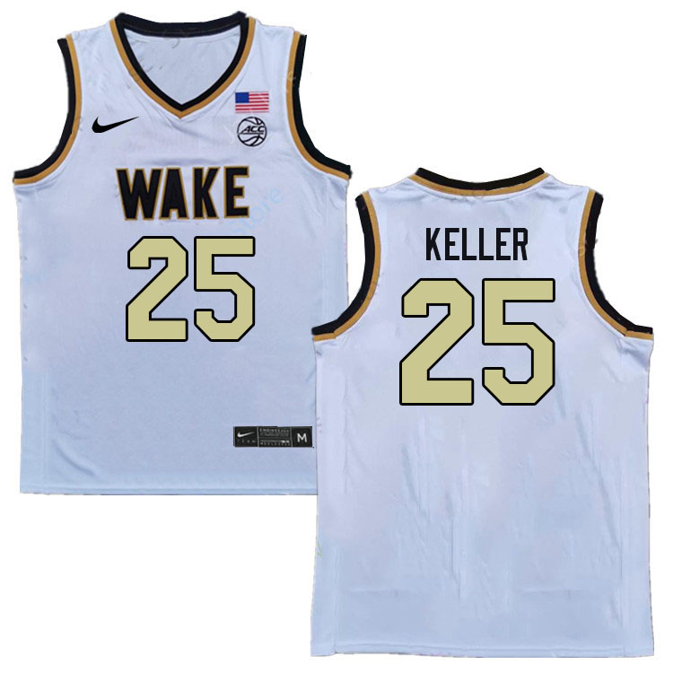 Men #25 Zach Keller Wake Forest Demon Deacons 2022-23 College Stitchec Basketball Jerseys Sale-White